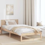 vidaXL Cadru de pat cu headboard Maro 90 x 200 cm Lemn masiv de pin