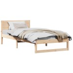 vidaXL Cadru de pat cu headboard Maro 90 x 200 cm Lemn masiv de pin