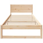 vidaXL Cadru de pat cu headboard Maro 90 x 200 cm Lemn masiv de pin