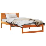 vidaXL Cadru de pat cu headboard Maro 75 x 190 cm Lemn masiv de pin