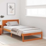 vidaXL Cadru de pat cu headboard Maro 75 x 190 cm Lemn masiv de pin