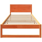 vidaXL Cadru de pat cu headboard Maro 75 x 190 cm Lemn masiv de pin