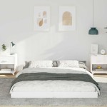 vidaXL Cadru de pat Alb 140 x 200 cm Lemn masiv de pin