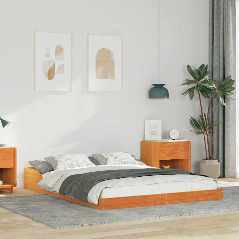 vidaXL Cadru de pat Maro ceruit 120 x 200 cm Lemn masiv de pin