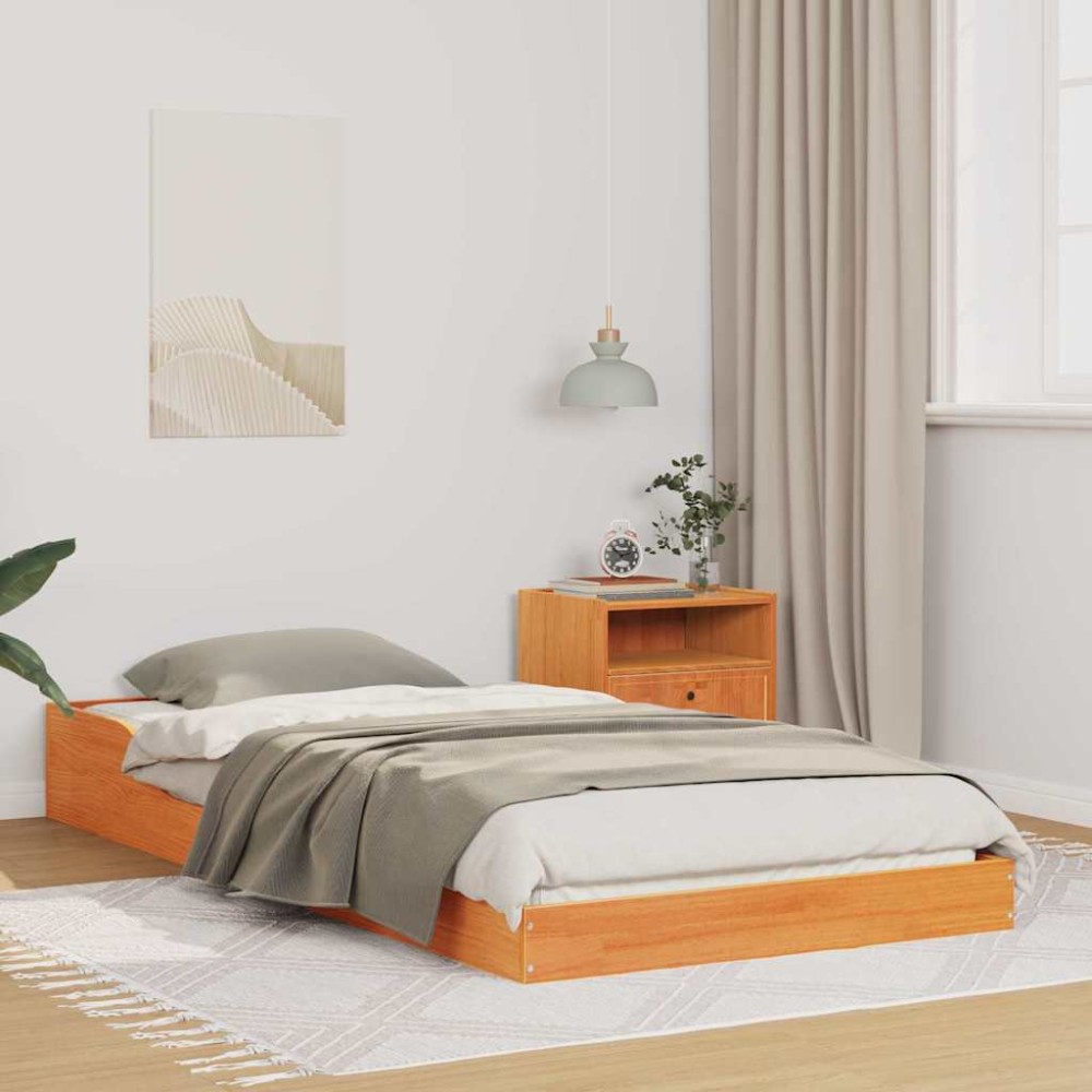 vidaXL Cadru de pat Maro ceruit 90 x 200 cm Lemn masiv de pin