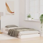 vidaXL Cadru de pat Alb 100 x 210 cm Lemn masiv de pin