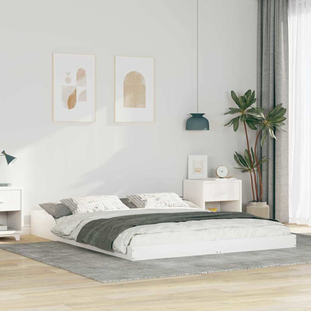 vidaXL Cadru de pat Alb 160 x 210 cm Lemn masiv de pin