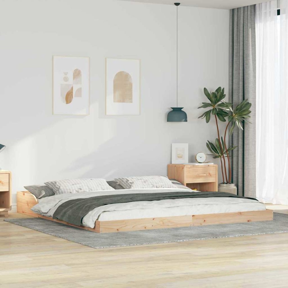 vidaXL Cadru de pat Maro 200 x 210 cm Lemn masiv de pin