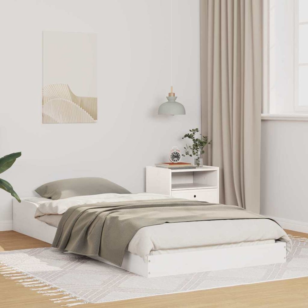 vidaXL Cadru de pat Alb 100 x 220 cm Lemn masiv de pin