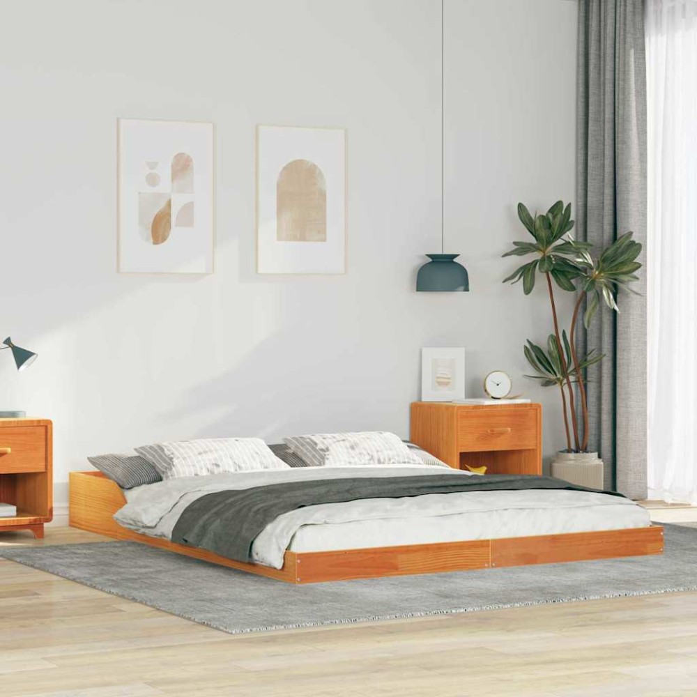 vidaXL Cadru de pat Maro ceruit 160 x 220 cm Lemn masiv de pin