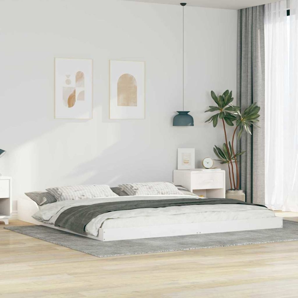 vidaXL Cadru de pat Alb 180 x 220 cm Lemn masiv de pin