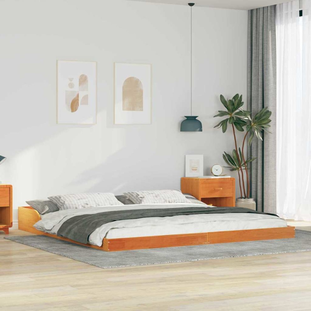 vidaXL Cadru de pat Maro ceruit 200 x 220 cm Lemn masiv de pin