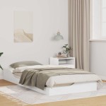 vidaXL Cadru de pat de podea Alb 100 x 200 cm Lemn masiv de pin