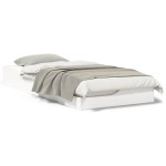 vidaXL Cadru de pat de podea Alb 100 x 200 cm Lemn masiv de pin