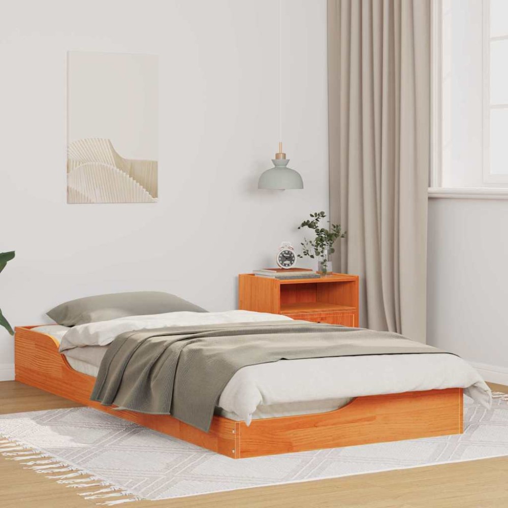 vidaXL Cadru de pat de podea Maro ceruit 100 x 200 cm