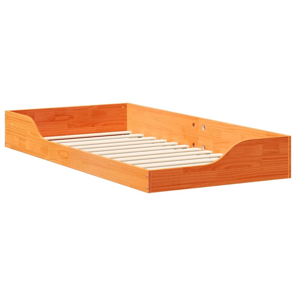 vidaXL Cadru de pat de podea Maro ceruit 90 x 190 cm Lemn masiv de pin