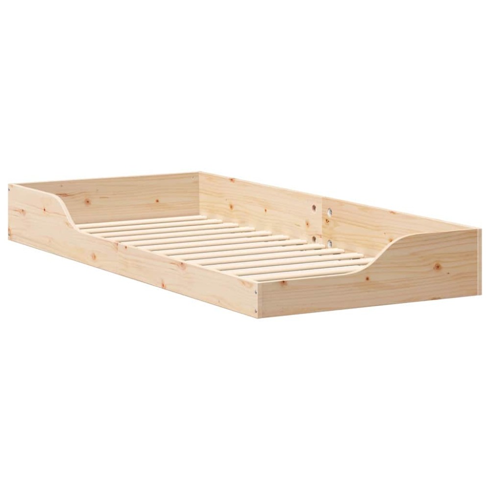 vidaXL Cadru de pat de podea Maro 80 x 210 cm Lemn masiv de pin