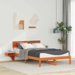vidaXL Cadru de pat cu mese laterale Maro ceruit Lemn masiv de pin vidaXL Cadru de pat cu mese laterale Maro ceruit Lemn masiv de pin