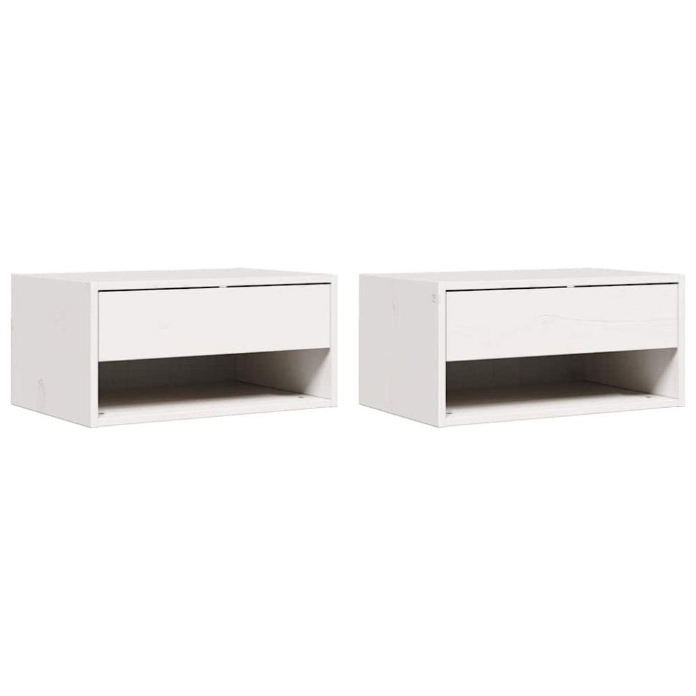 vidaXL Noptieră 2 pcs Alb 50 x 32.5 x 24 cm Lemn masiv de pin