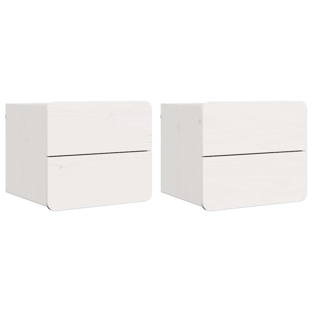 vidaXL Noptieră cu sertar 2 pcs Alb 39 x 34 x 33 cm Lemn masiv de pin