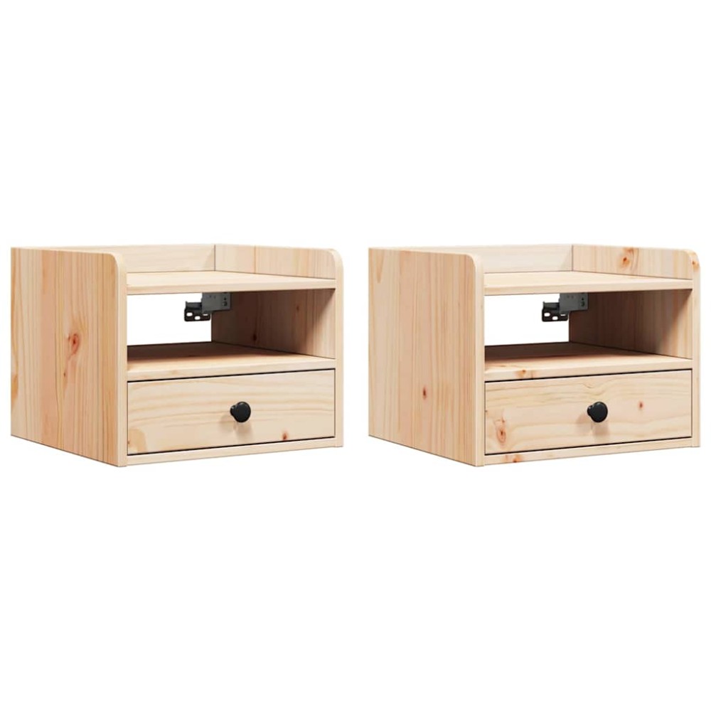 vidaXL Mese de noptieră cu sertar Pe perete 2 pcs Maro 38 x 36 x 29.5 cm