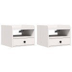 vidaXL Noptieră 2 pcs Alb 38 x 36 x 29.5 cm Lemn masiv de pin