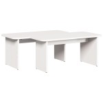 vidaXL Masă de cafea 2 pcs Alb 100 x 69 x 35.5 cm Lemn de brad solid