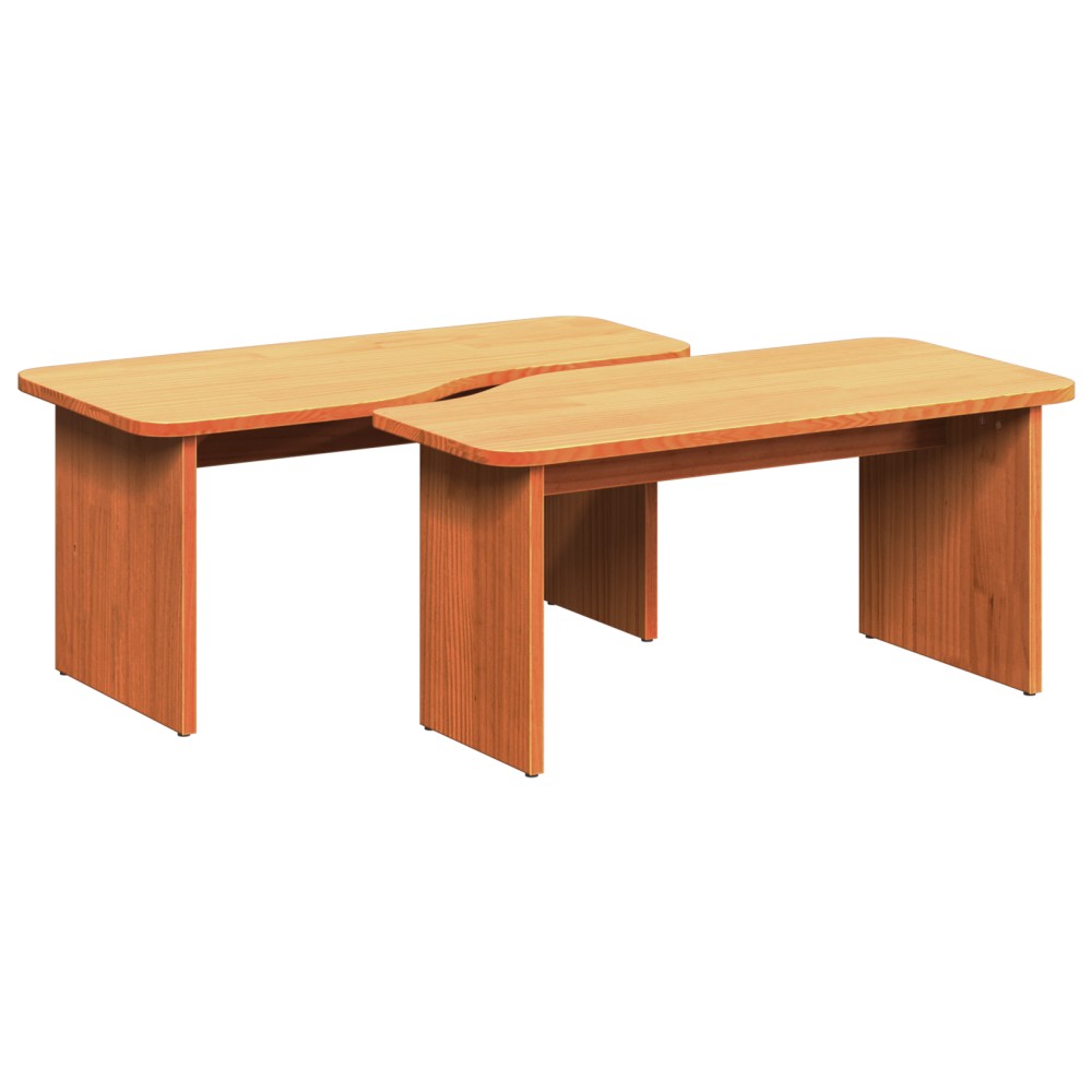 vidaXL Masă de cafea 2 pcs Maro ceruit 100 x 69 x 35.5 cm