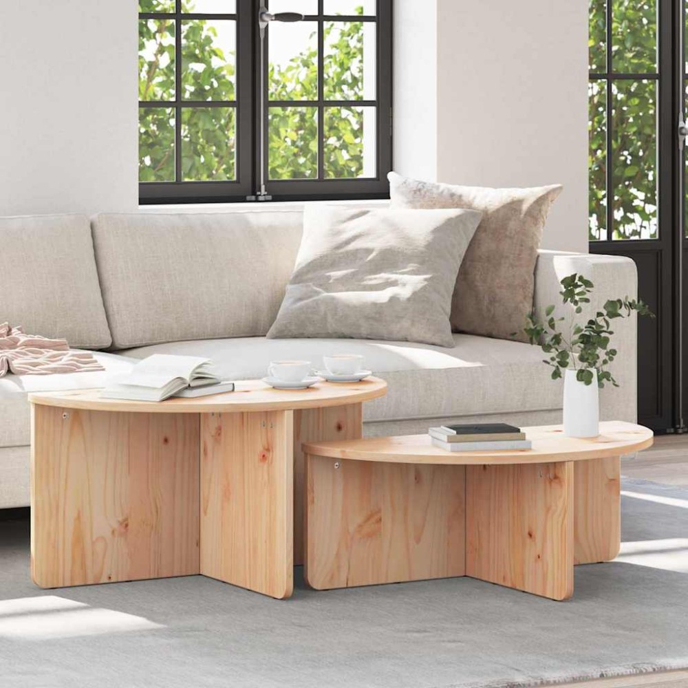 vidaXL Masă de cafea 2 pcs Natural 79 x 39.5 x 40 cm