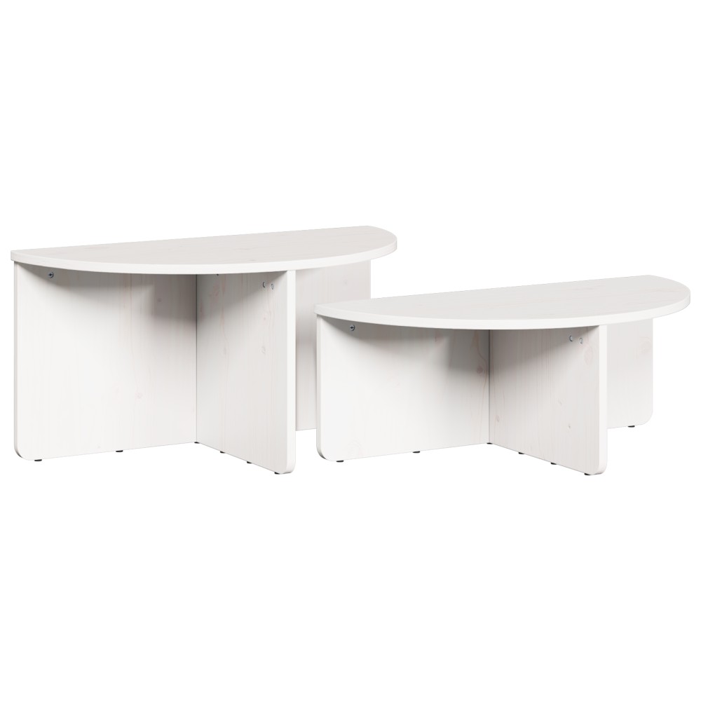 vidaXL Masă de cafea 2 pcs Alb 79 x 39.5 x 40 cm Lemn de brad solid
