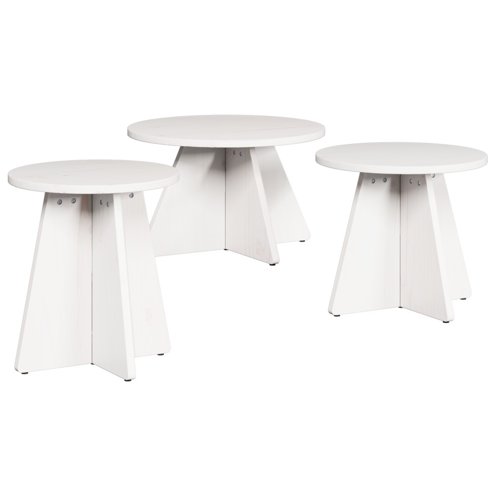 vidaXL Set de măsuțe de cafea 3 pcs Alb 49 x 49 x 30 cm
