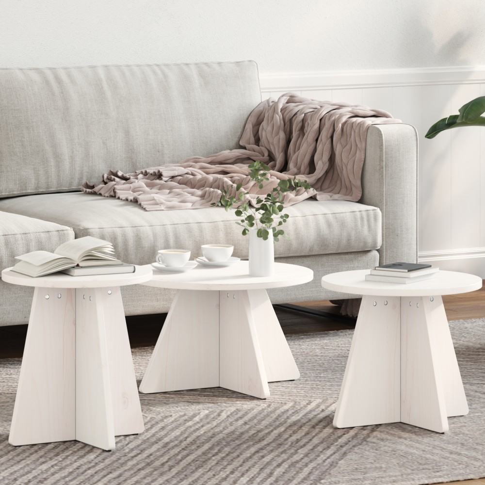 vidaXL Set de măsuțe de cafea 3 pcs Alb 49 x 49 x 30 cm