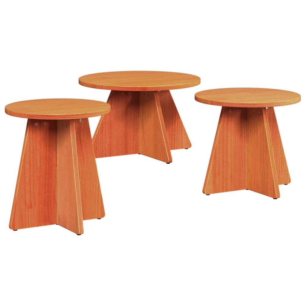 vidaXL Masă de cafea 3 pcs Maroniu cerat 49 x 49 x 30 cm