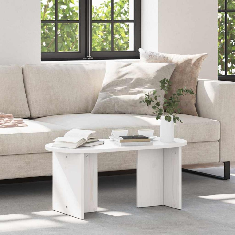 vidaXL Masă de cafea Alb 80 x 39.5 x 35 cm Lemn de brad solid