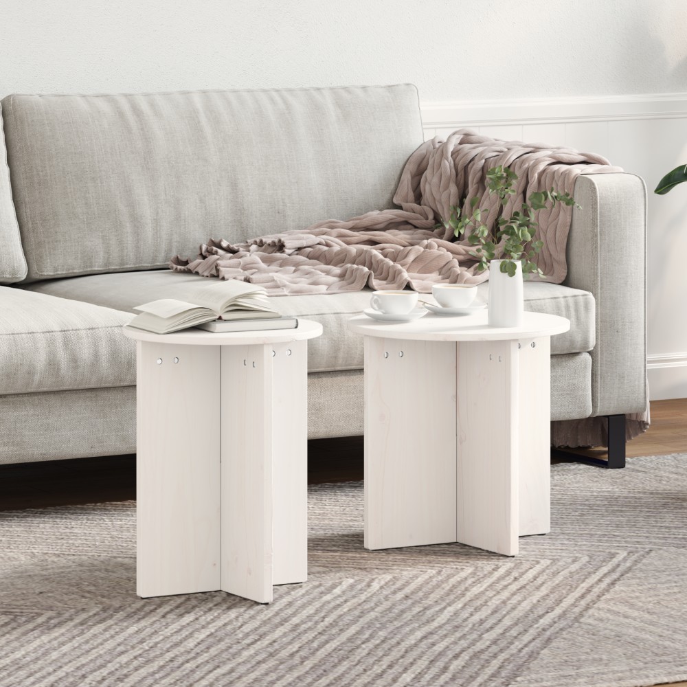 vidaXL Set de măsuțe de cafea 2 pcs Alb 41.5 x 41.5 x 41 cm