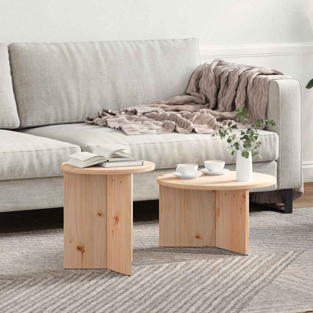 vidaXL Set de măsuțe de cafea 2 pcs natural 49 x 49 x 28 cm
