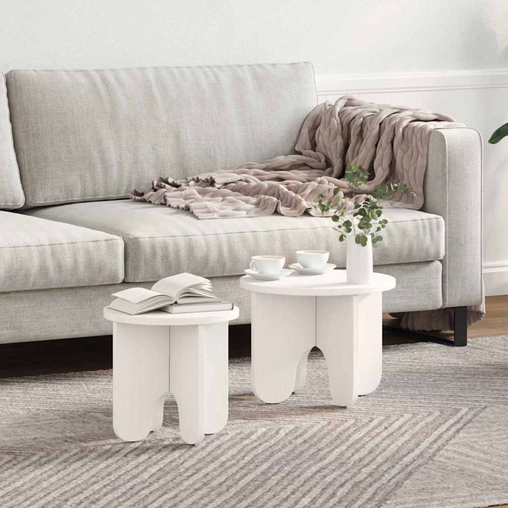 vidaXL Set de măsuțe de cafea 2 pcs Alb 39.5 x 39.5 x 30 cm
