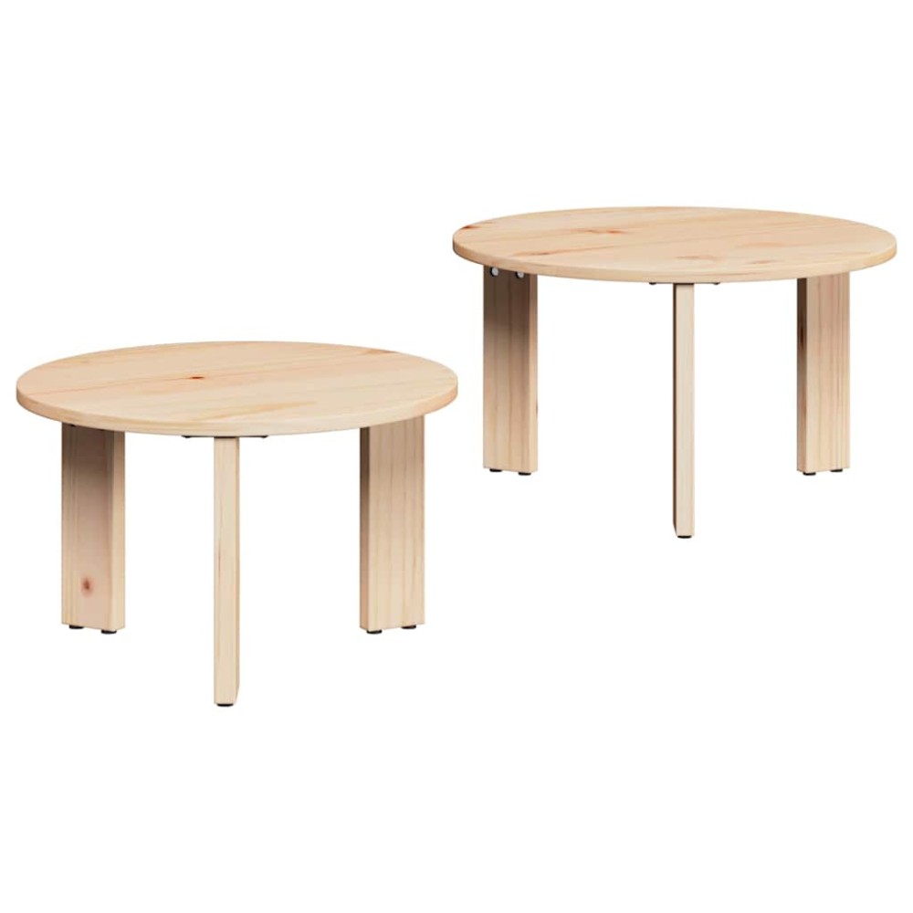 vidaXL Set de măsuțe de cafea 2 pcs natural 47.5 x 47.5 x 27 cm
