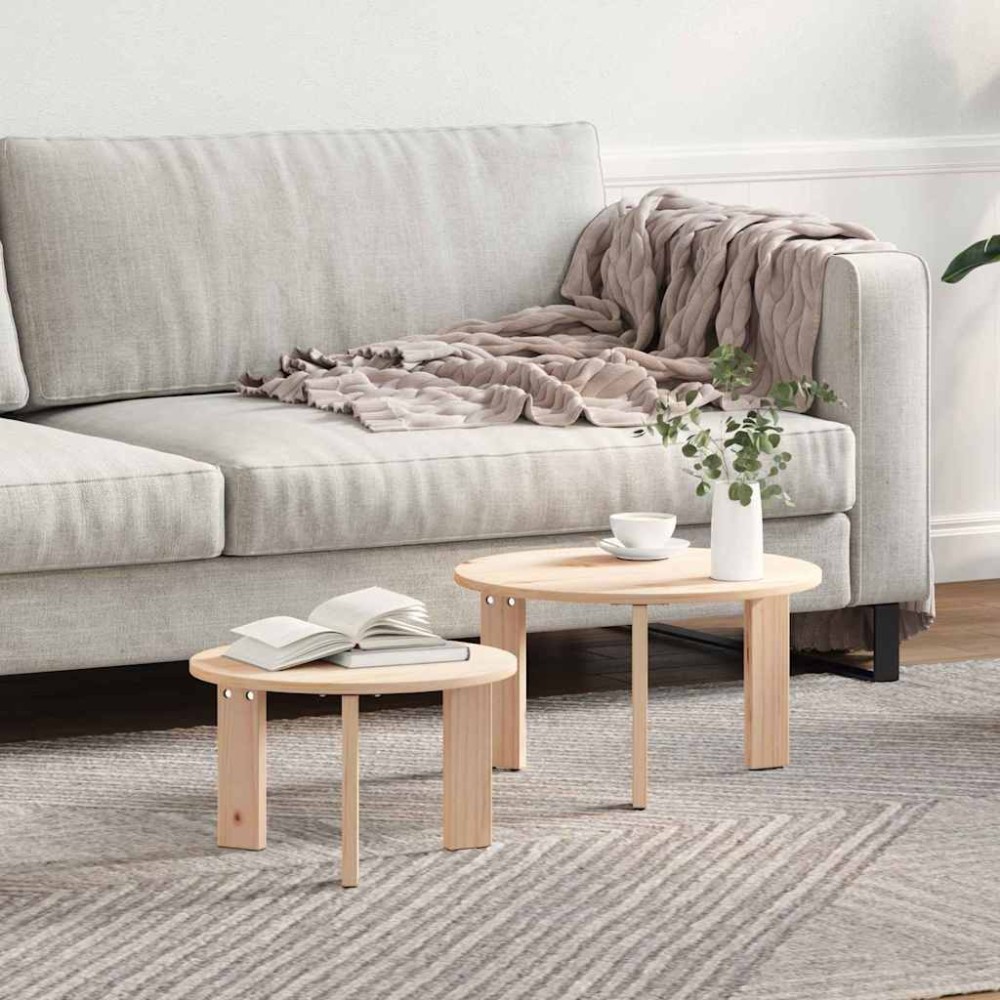 vidaXL Set de măsuțe de cafea 2 pcs natural 47.5 x 47.5 x 27 cm