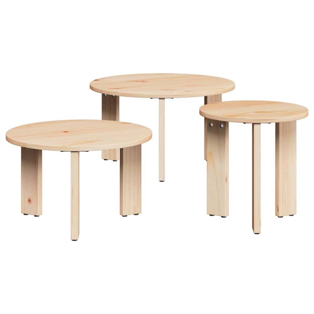 vidaXL Masă de cafea 3 pcs Natural 47.5 x 47.5 x 27 cm