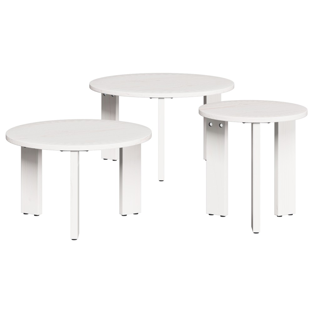 vidaXL Set de măsuțe de cafea 3 pcs Alb 47.5 x 47.5 x 27 cm
