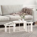 vidaXL Set de măsuțe de cafea 3 pcs Alb 47.5 x 47.5 x 27 cm