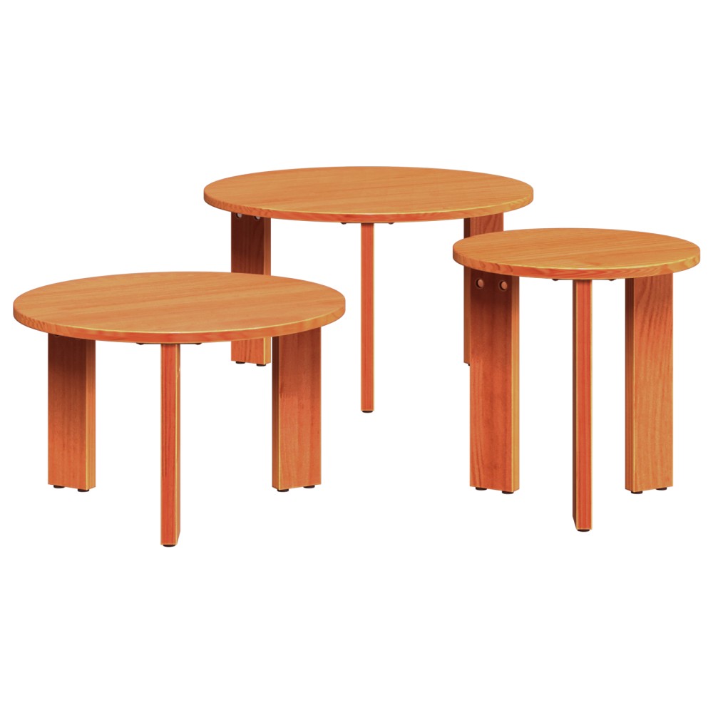 vidaXL Set de măsuțe de cafea 3 pcs Maro ceruit 47.5 x 47.5 x 27 cm