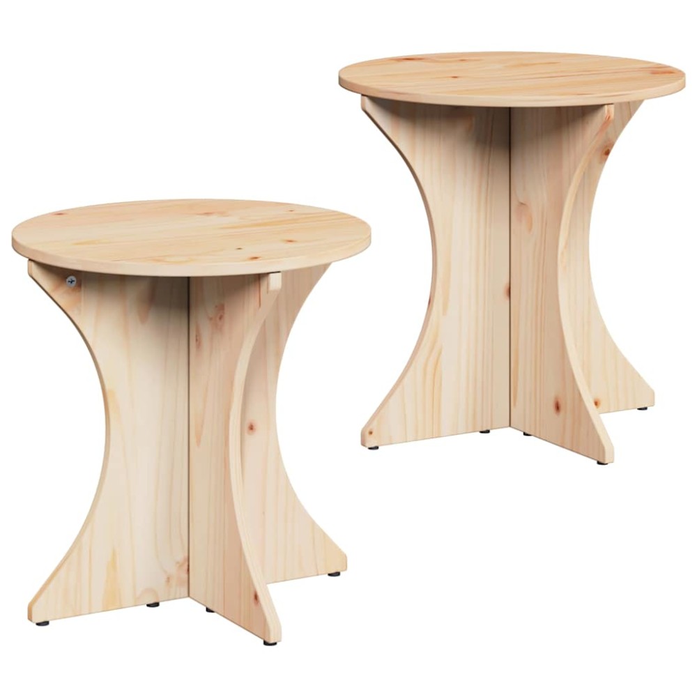 vidaXL Masă de cafea 2 pcs Natural 46 x 46 x 47 cm Lemn de brad solid
