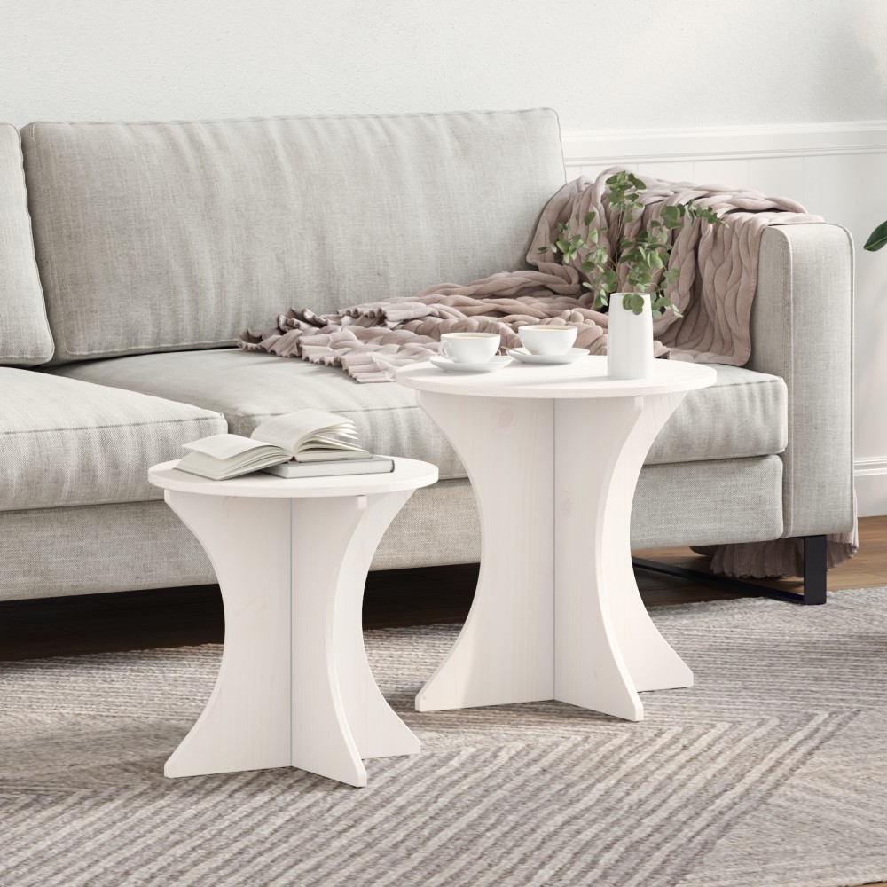 vidaXL Set de măsuțe de cafea 2 pcs Alb 46 x 46 x 47 cm