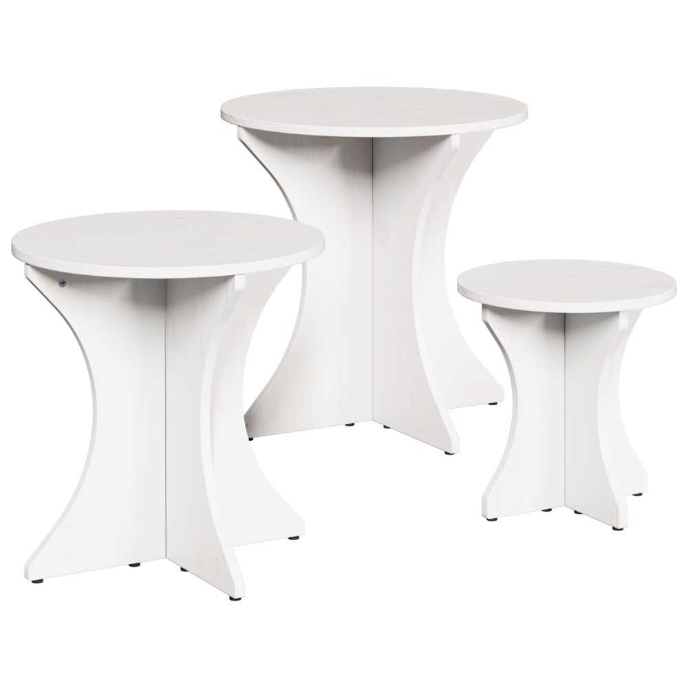 vidaXL Set de măsuțe de cafea 3 pcs Alb 46 x 46 x 47 cm