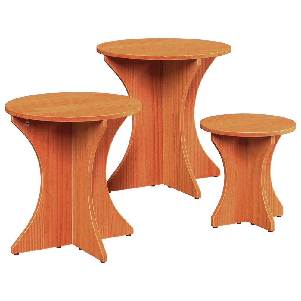 vidaXL Set de măsuțe de cafea 3 pcs Maro ceruit 46 x 46 x 47 cm