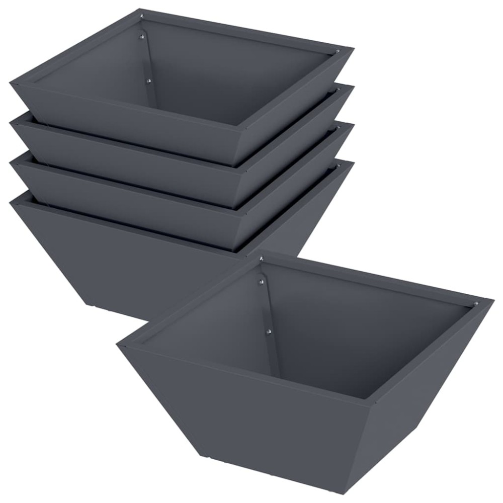 vidaXL Ghiveci de Grădină 5 pcs Antracit 35 x 35 x 15 cm Oțel