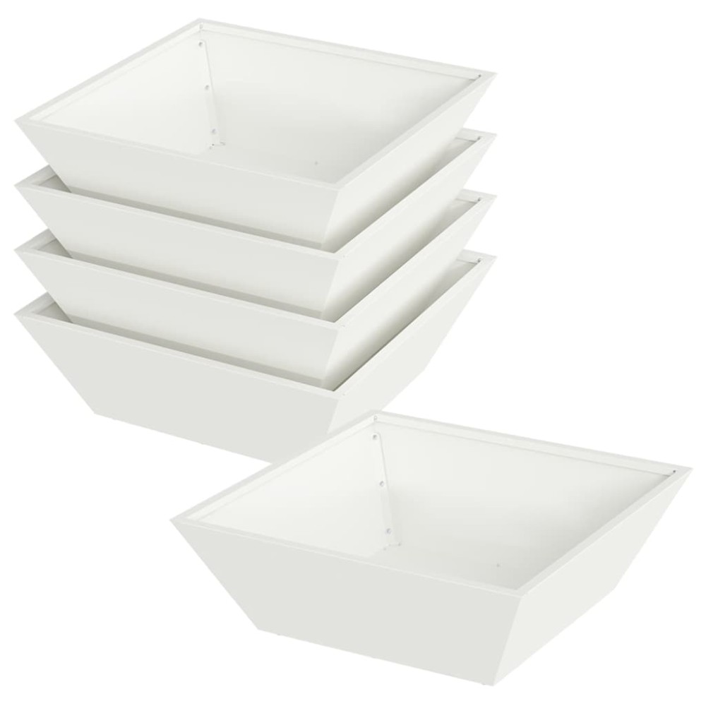 vidaXL Ghiveci de Grădină 5 pcs Alb 50 x 50 x 15 cm Oțel
