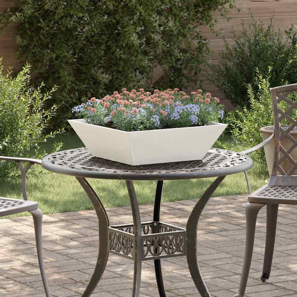 vidaXL Ghiveci de Grădină 5 pcs Alb 50 x 50 x 15 cm Oțel